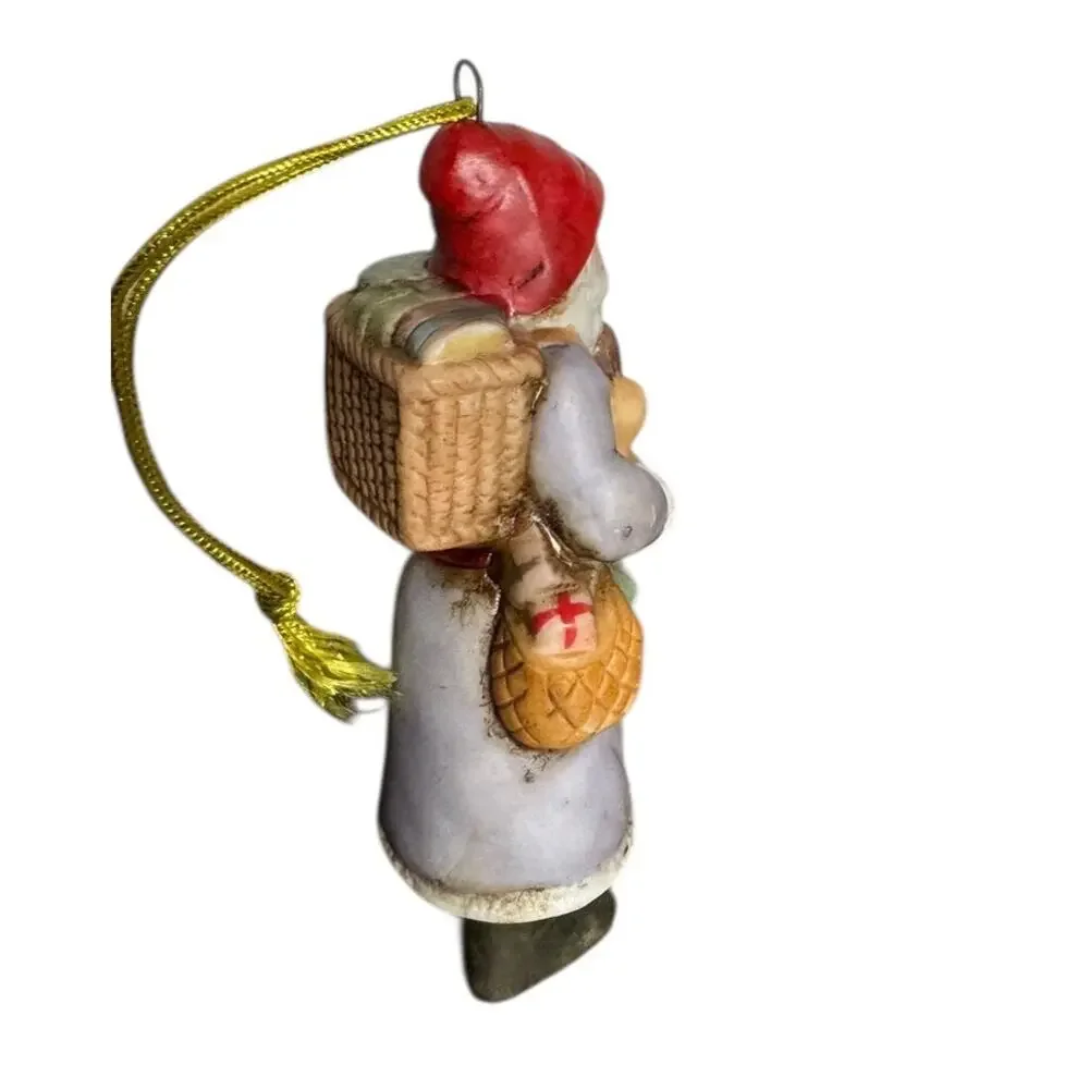 Vintage 1986 Schmid Porcelain Santa Ornament Christmas Figurine 4” Holiday